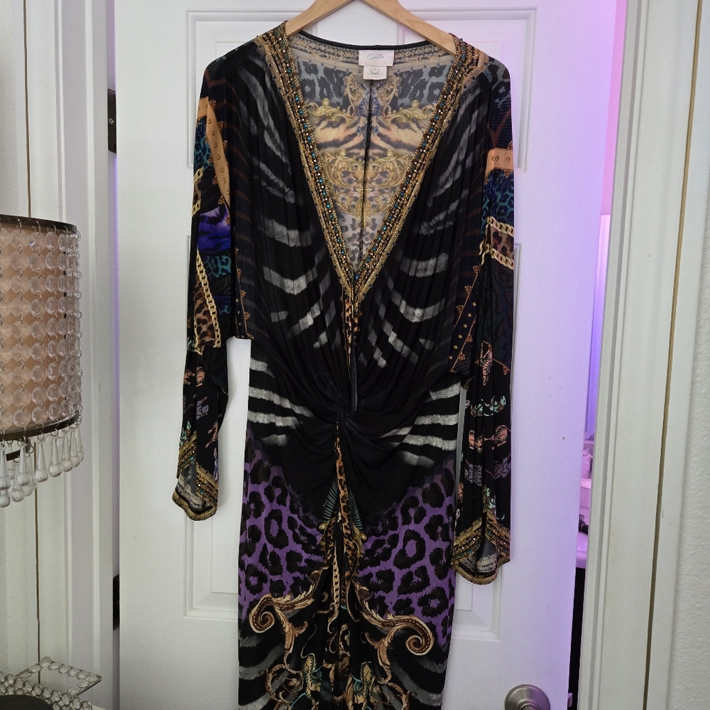 Camilla Elegant Blue and Gold Maxi Dress